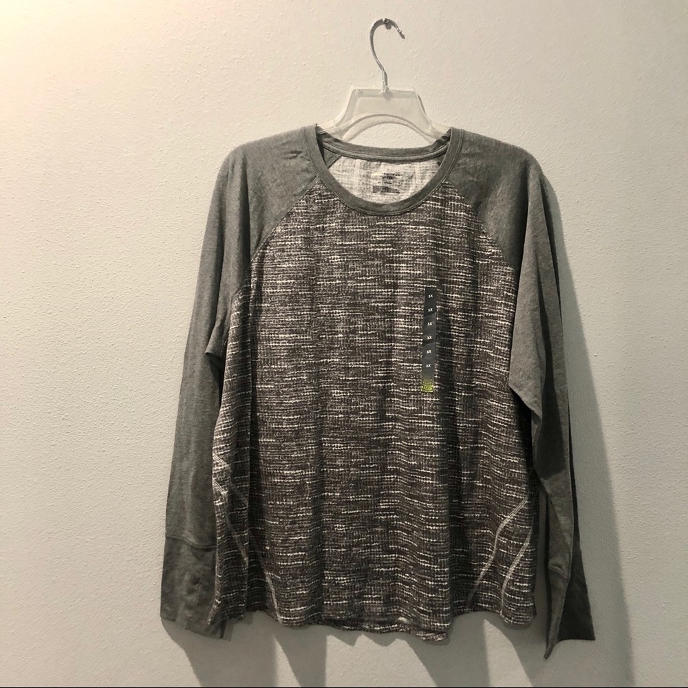 NWT 3X DryTek Gray long sleeve workout top